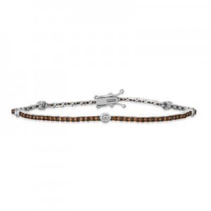 LeVian 1 1/5 ctw Chocolate and Vanilla Diamond Bracelet in Vanilla Gold