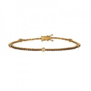 LeVian 1 1/5 ctw Chocolate and Vanilla Diamond Bracelet in Honey Gold