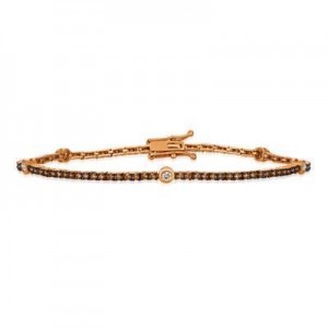 LeVian 14K Strawberry Gold® Bracelet with Vanilla Diamonds® 1/5 cttw, Chocolate Diamonds® 1 cttw