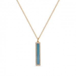 Turquiose and Diamond Bar Pendant