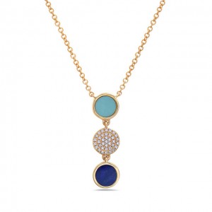 Turquoise, Lapis and Diamond Pendant