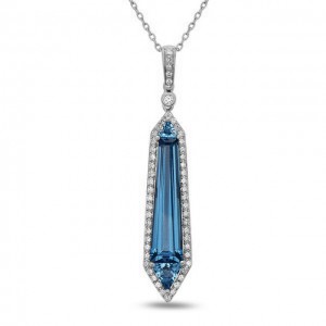 Blue Topaz and Diamond Pendant