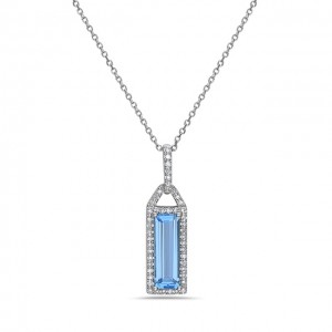 Blue Topaz and Diamond Pendant