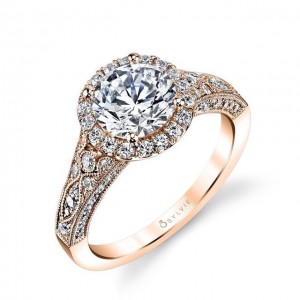 Cheri Vintage Inspired Round Halo Engagement Ring