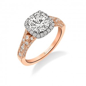 Cheri Vintage Two-Tone Halo Engagement Ring