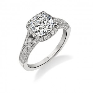 Cheri Vintage White Gold Halo Engagement Ring
