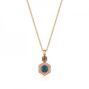 LeVian Strawberry Gold Deep Sea Blue Topaz Pendant