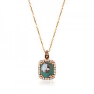 LeVian 14K Strawberry Gold® 6 ct Aquaprase Candy Pendant with 1/15cttw Chocolate Diamonds® and 1/2cttw Nude Diamonds