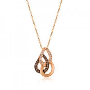 LeVian 14K Strawberry Gold® Pendant with Chocolate Diamonds® 1/6 cttw and Vanilla Diamonds® 1/10 cttw