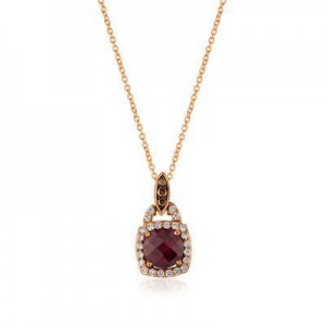 LeVian 14K Strawberry Gold® 3/4 ct Pomegranate Garnet Pendant with Chocolate Diamonds® 1/15 cts., 1/8 cttw | Inc