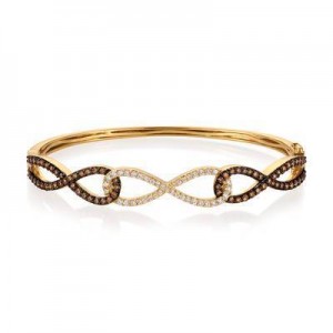 LeVian 14K Honey Gold Bangle with Chocolate Diamonds® 1 3/8 cttw and Vanilla Diamonds® 3/8 cttw
