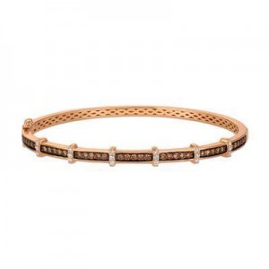 LeVian 14K Strawberry Gold® Bangle with Chocolate Diamonds® 7/8 cttw, Vanilla Diamonds® 1/5 cttw