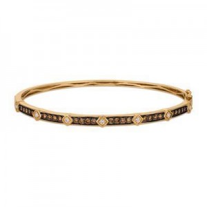 LeVian 14K Honey Gold Bangle with Chocolate Diamonds® 3/4 cttw, Vanilla Diamonds® 1/8 cttw