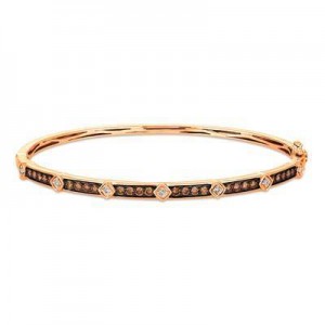 LeVian 14K Strawberry Gold® Bangle with Chocolate Diamonds® 3/4 cttw, Vanilla Diamonds® 1/8 cttw