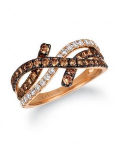 LeVian 14K Strawberry Gold® Ring with Chocolate Diamonds® 3/4 cttw and Vanilla Diamonds® 1/3 cttw