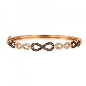 LeVian 14K Strawberry Gold® Bangle with Chocolate Diamonds® 1/2 cttw and Vanilla Diamonds® 1/4 cttw