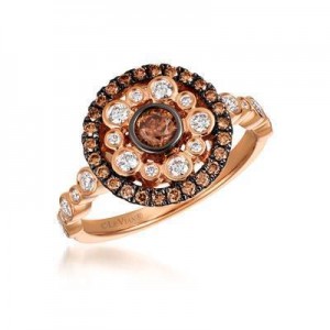 LeVian 14K Strawberry Gold® Ring with Chocolate Diamonds® 3/8 cttw and Vanilla Diamonds® 1/3 cttw