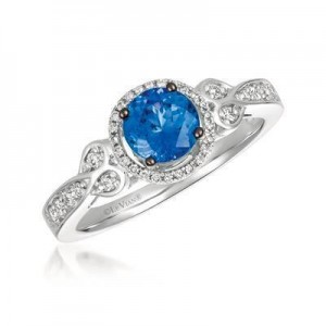 LeVian 14K Vanilla Gold® Blueberry Tanzanite® 5/8 cttw Ring with Vanilla Diamonds® 1/5 cttw