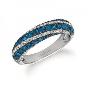 LeVian 14K Vanilla Gold® Blueberry Sapphire 7/8 cttw Ring with Vanilla Diamonds® 1/4 cttw