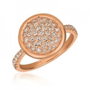 LeVian Nude Diamond Cluster Ring set in Strawberry Gold