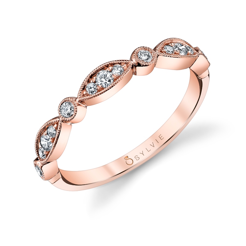 Sylvie Vintage Inspired Stackable Wedding Band - Talia