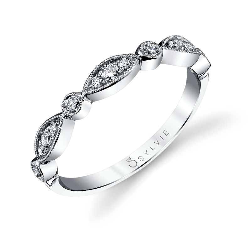 Sylvie Vintage Inspired Stackable Wedding Band - Talia