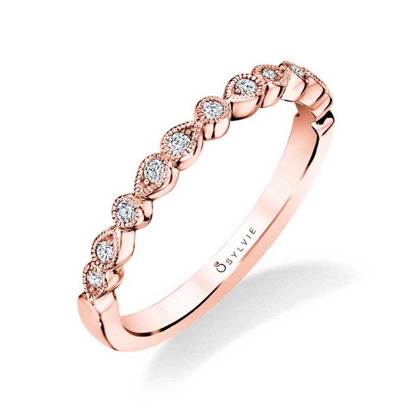 Sylvie Vintage Inspired Diamond Wedding Band - Elena