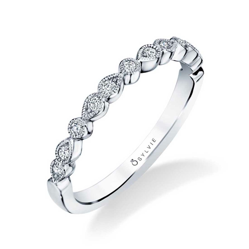 Sylvie Vintage Inspired Diamond Wedding Band - Elena