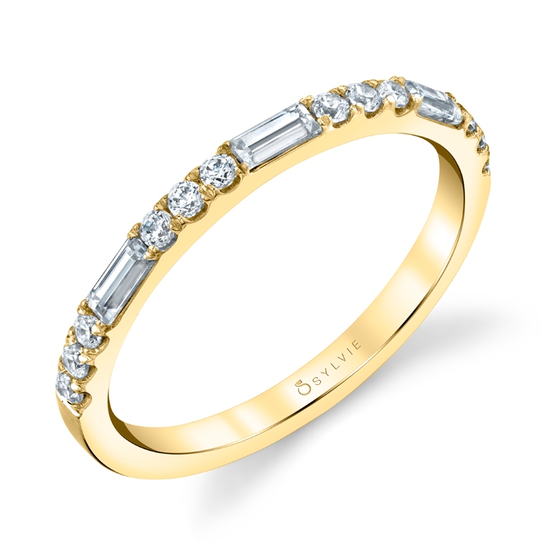 Sylvie Vintage Baguette Wedding Band
