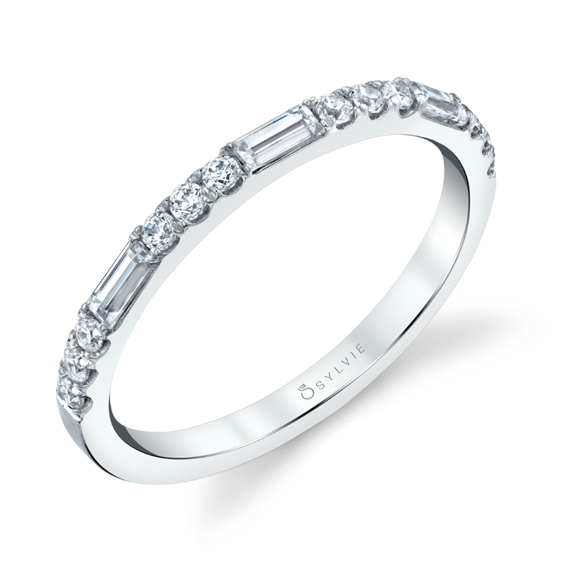 Sylvie Vintage Baguette Wedding Band