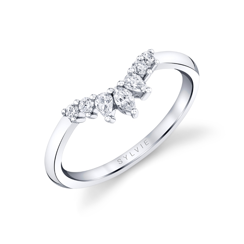 Sylvie Curved Diamond Wedding Band