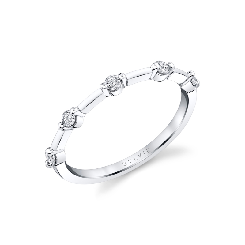 Sylvie Classic Spaced Diamond Wedding Ring - Eniko