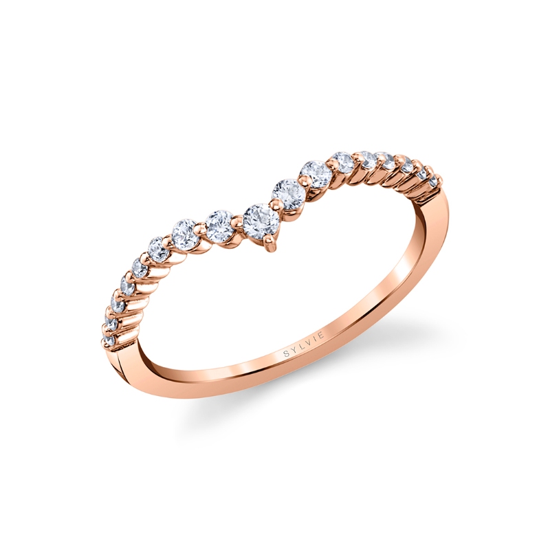 Sylvie Round Diamond Curved Wedding Band