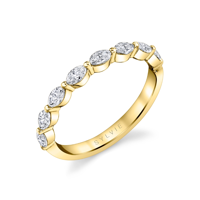 Sylvie Single Prong Wedding Band with Marquise Diamonds