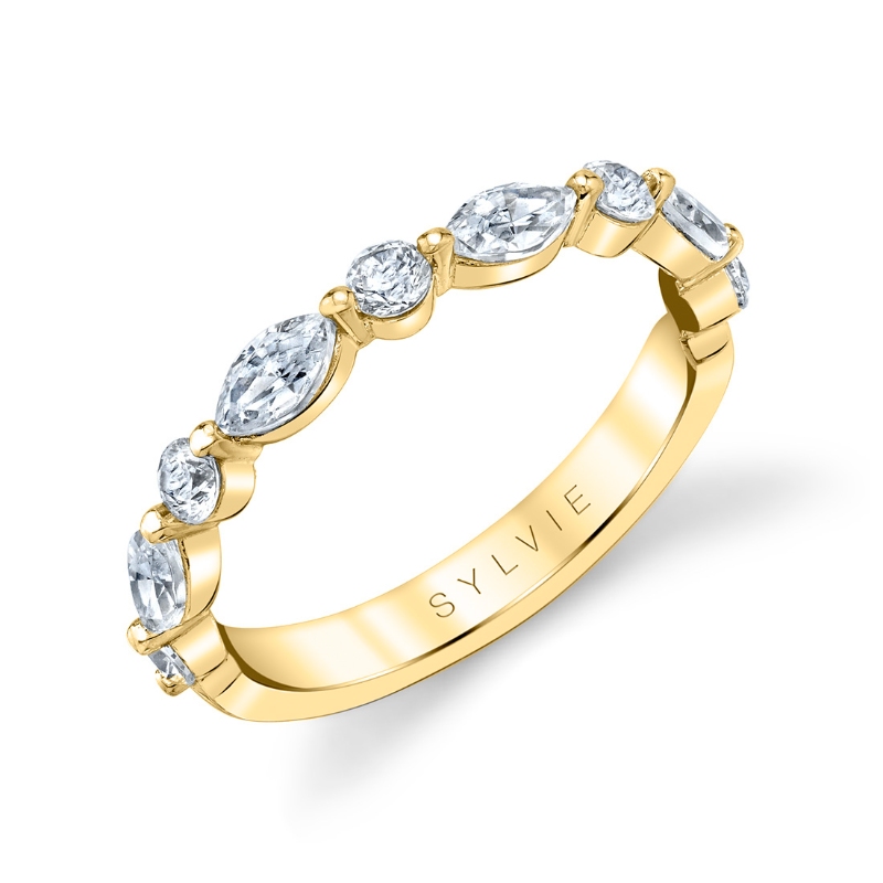 Sylvie Marquise Wedding Band with Shared Prongs