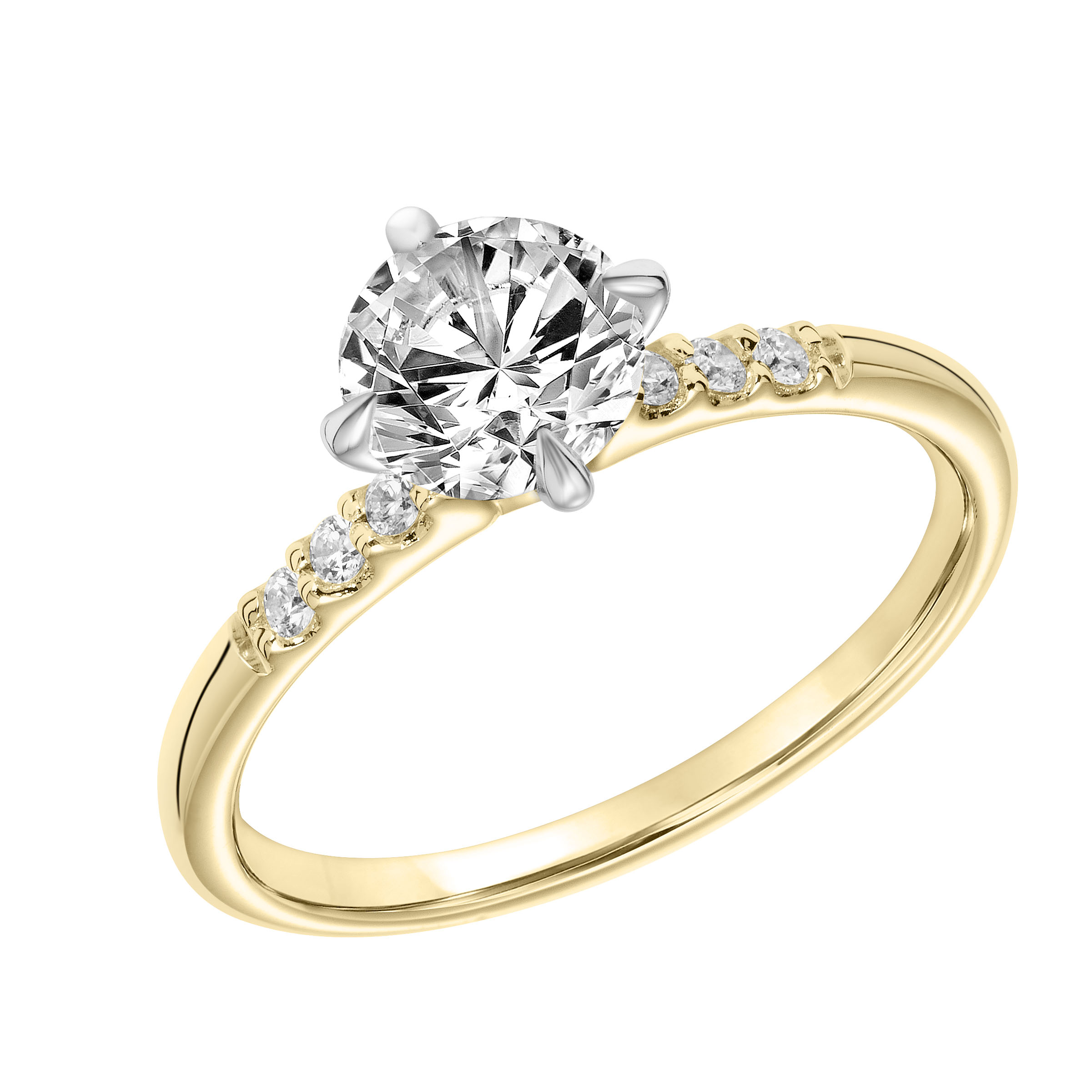 Unique Round Diamond Engagement Ring with Diamond Accents