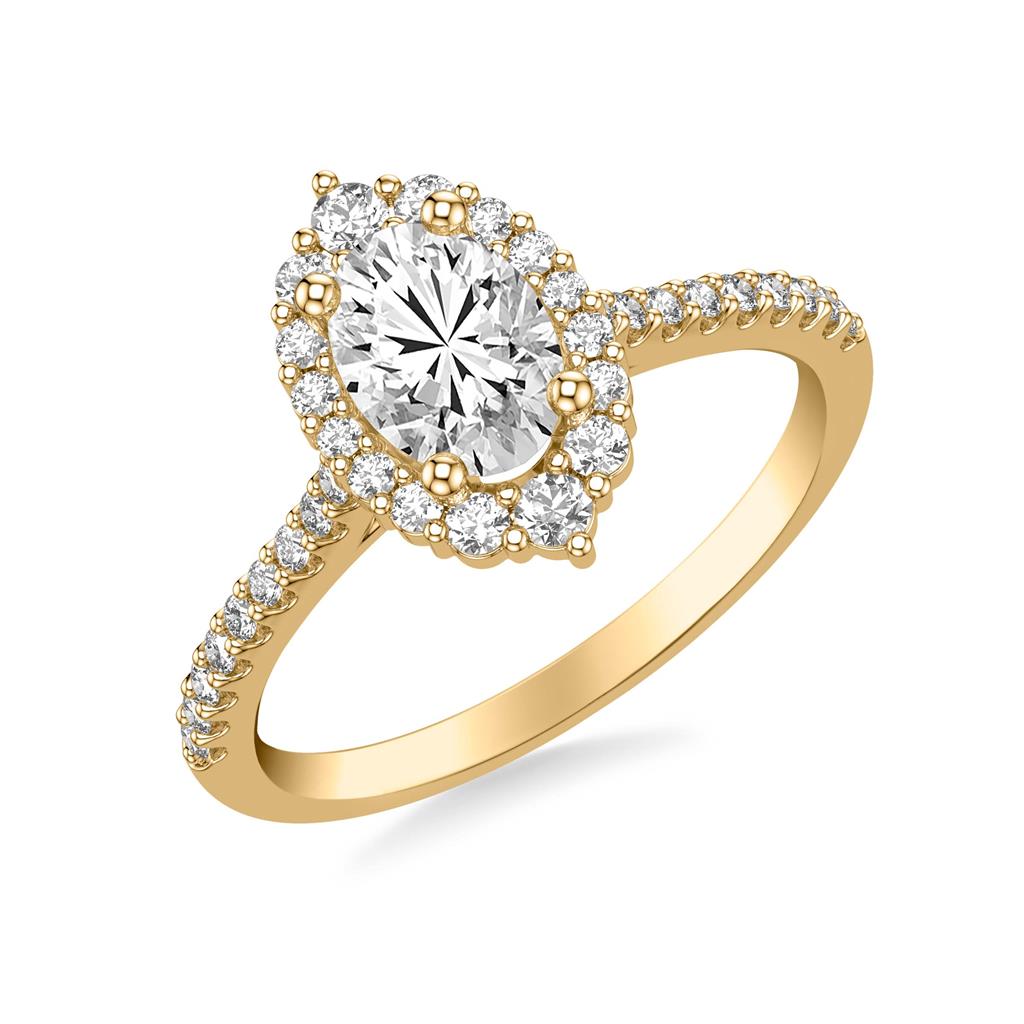 Unique Oval Diamond Engagement Ring with Graduated Halo