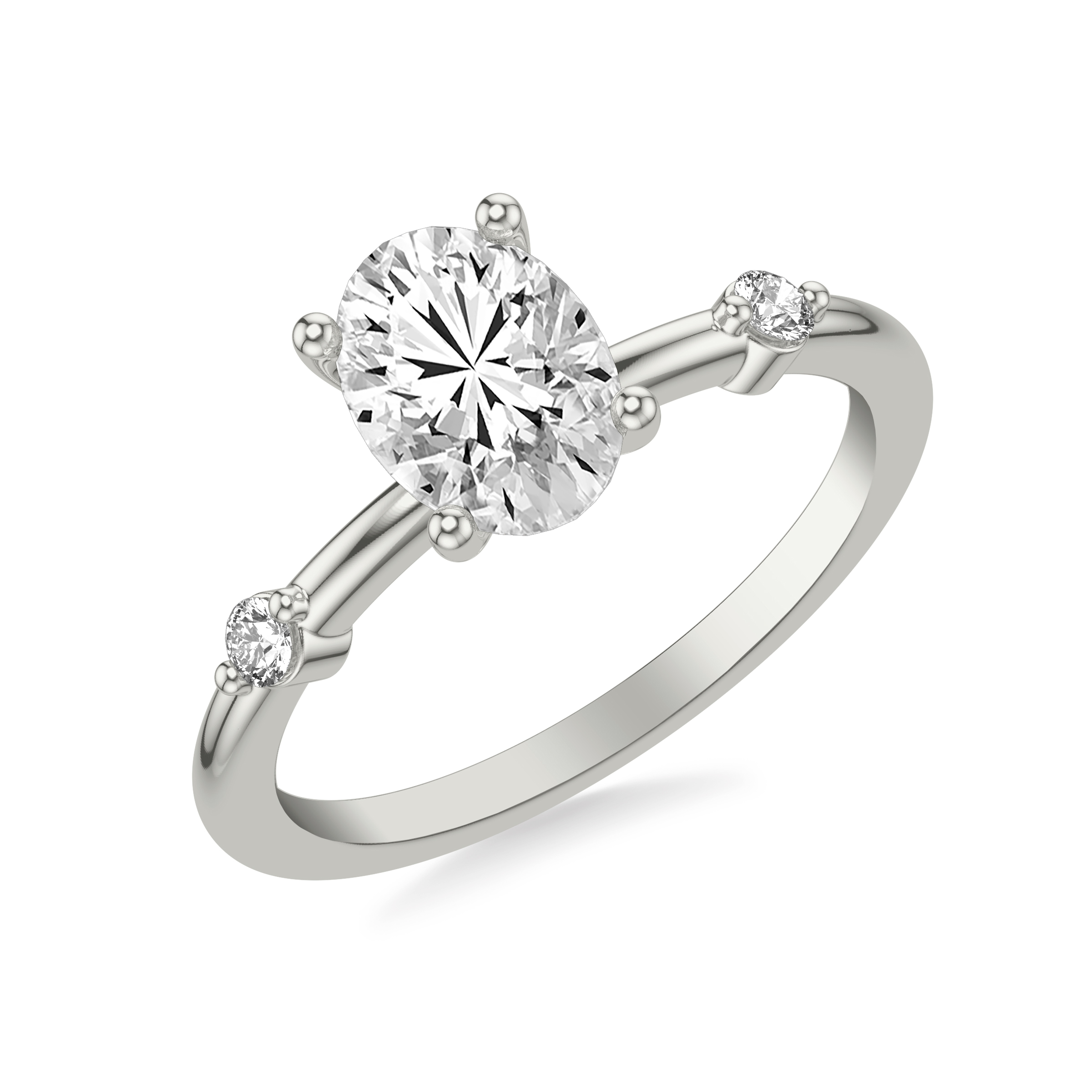 Oval Diamond Engagement Ring with Diamond Accents