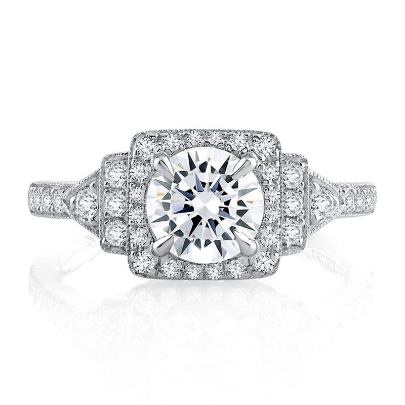 A.Jaffe Quilt Art Deco Style Engagement Ring