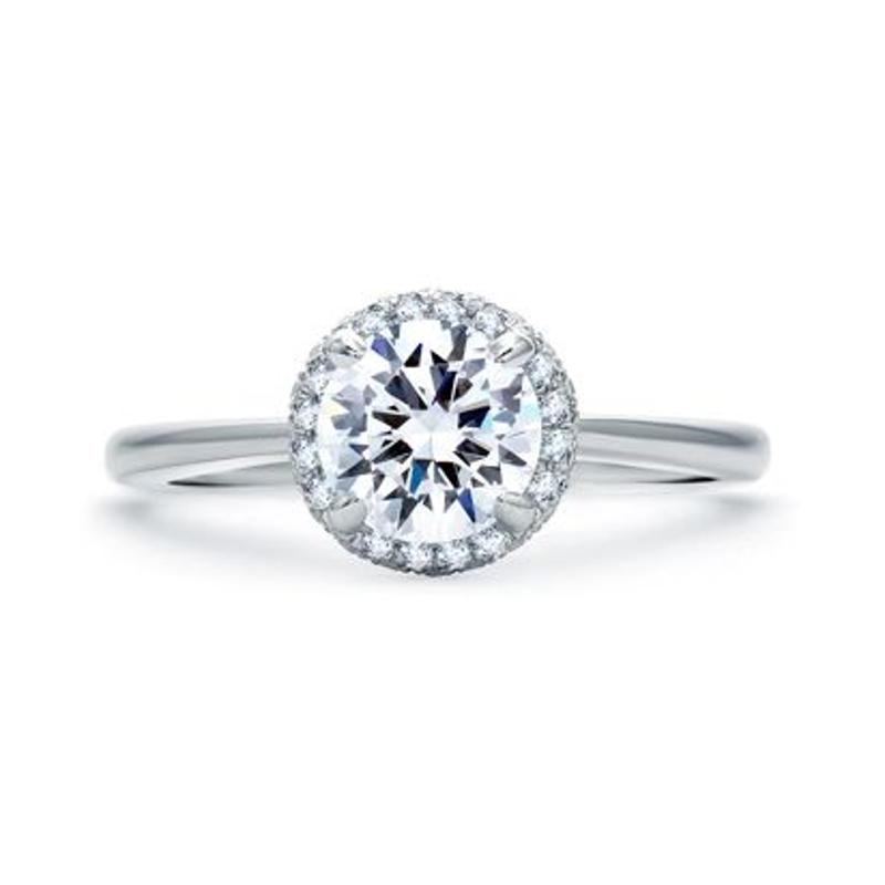 A.Jaffe Quilts Pave Round Diamond Center Halo Engagement Ring