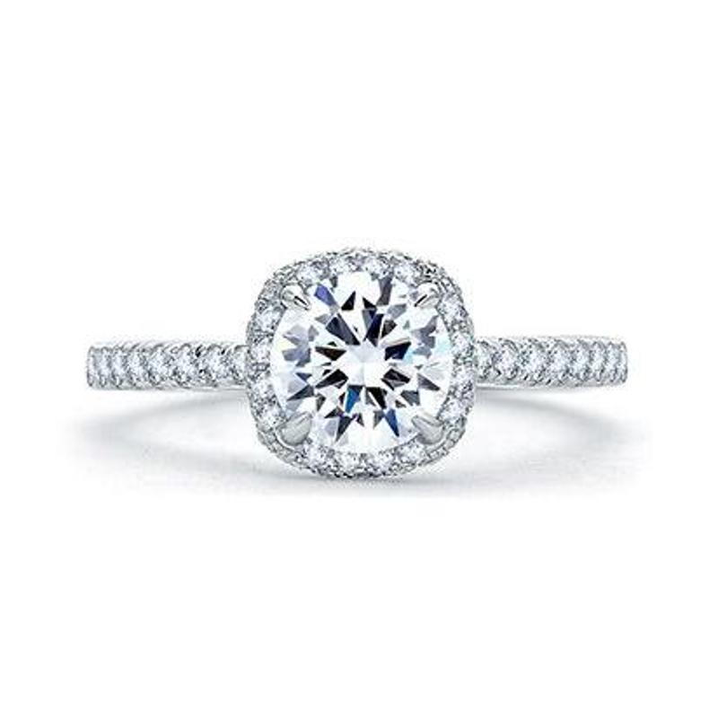 A.Jaffe Quilts Round Halo Engagement Ring