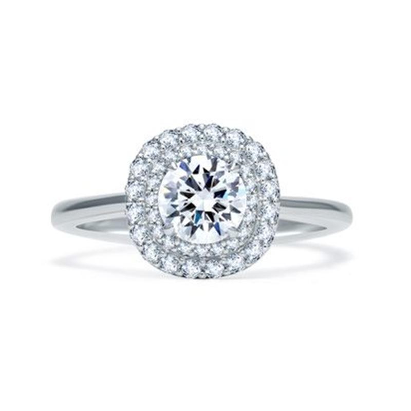 A.Jaffe Quilts Round Double Halo Diamond Ring