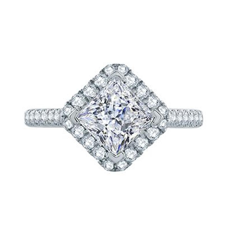 A.Jaffe Diamond Set Pave Princess Cut Engagement Ring
