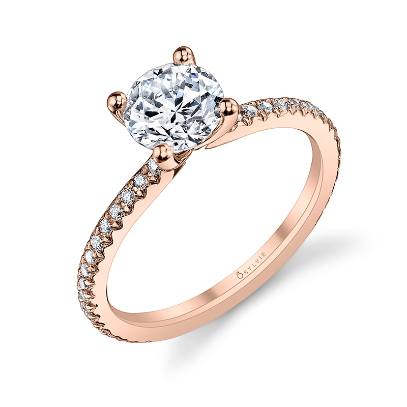 Sylvie Round Cut Classic Engagement Ring - Adorlee