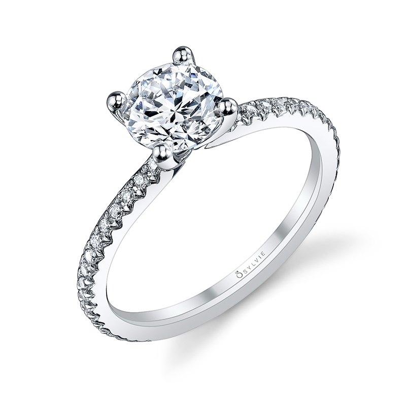 Sylvie Round Cut Classic Engagement Ring - Adorlee