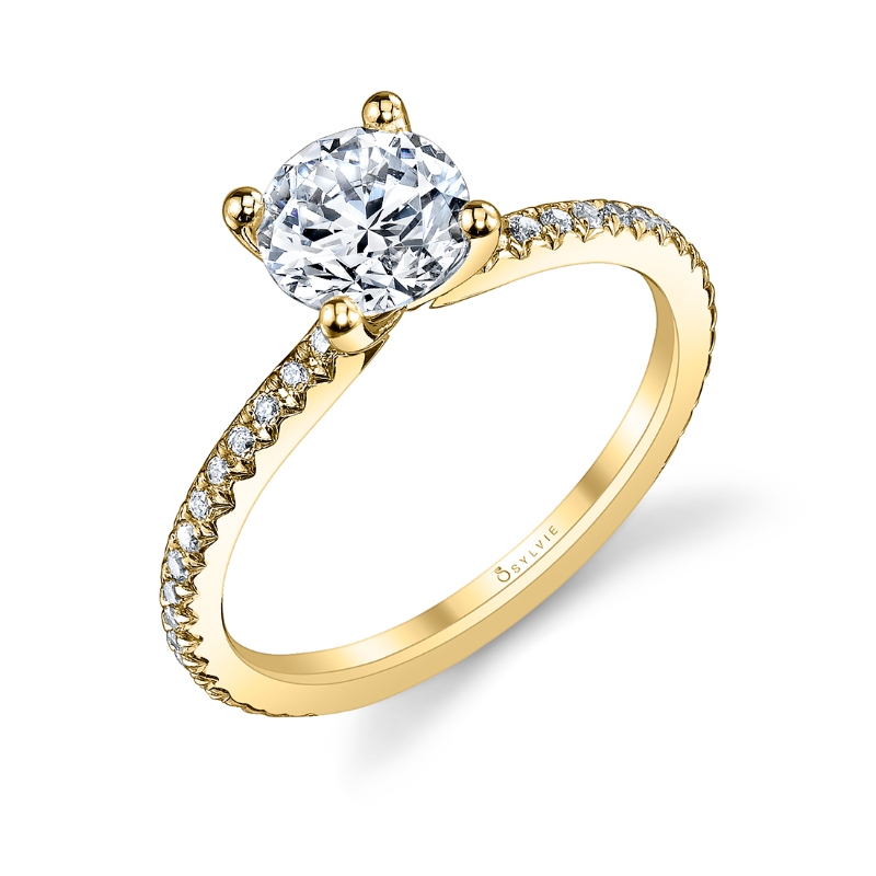 Sylvie Round Cut Classic Engagement Ring - Adorlee