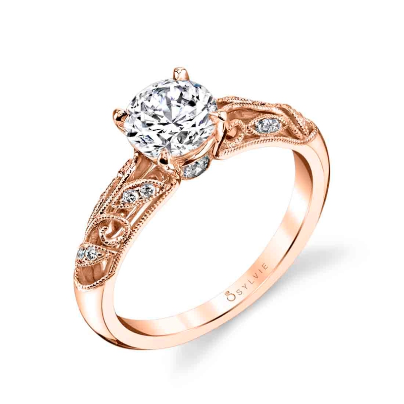 Sylvie Round Cut Modern Vintage Engagement Ring - Roial