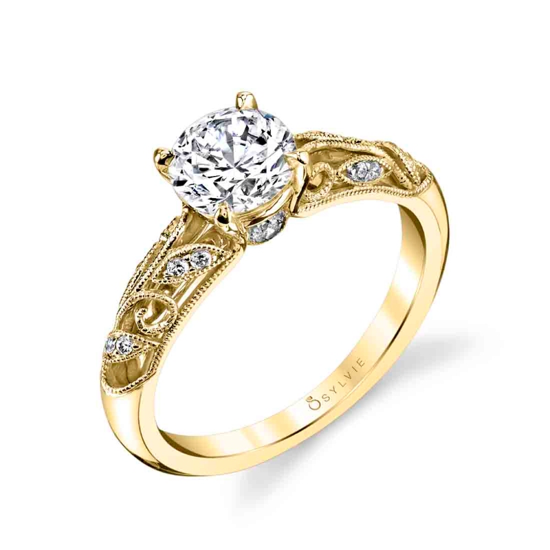 Sylvie Round Cut Modern Vintage Engagement Ring - Roial