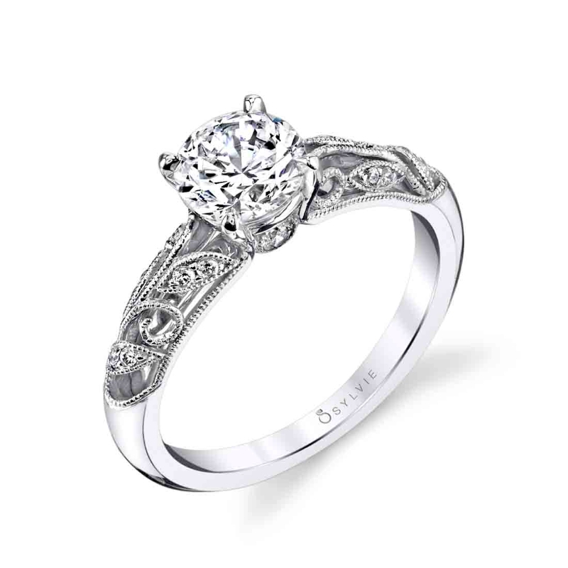 Sylvie Round Cut Modern Vintage Engagement Ring - Roial