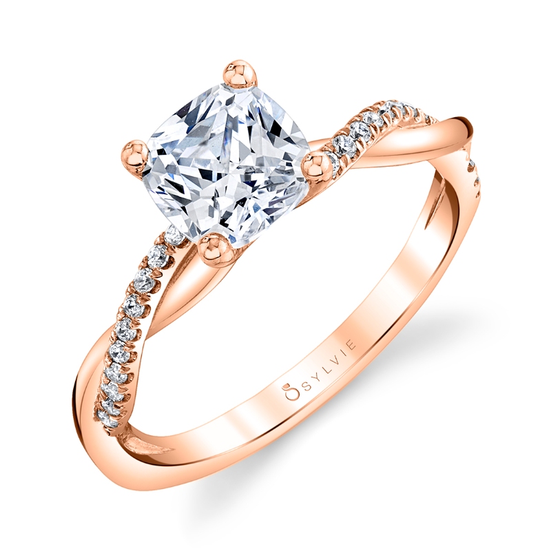 Sylvie Cushion Cut Diamond Spiral Engagement Ring - Yasmine